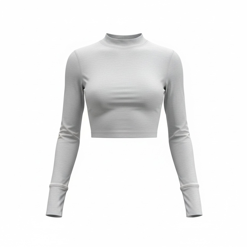 Vuori Lux Crop Long Sleeve Top Heather Gray Size Medium Buttery Soft Stretch